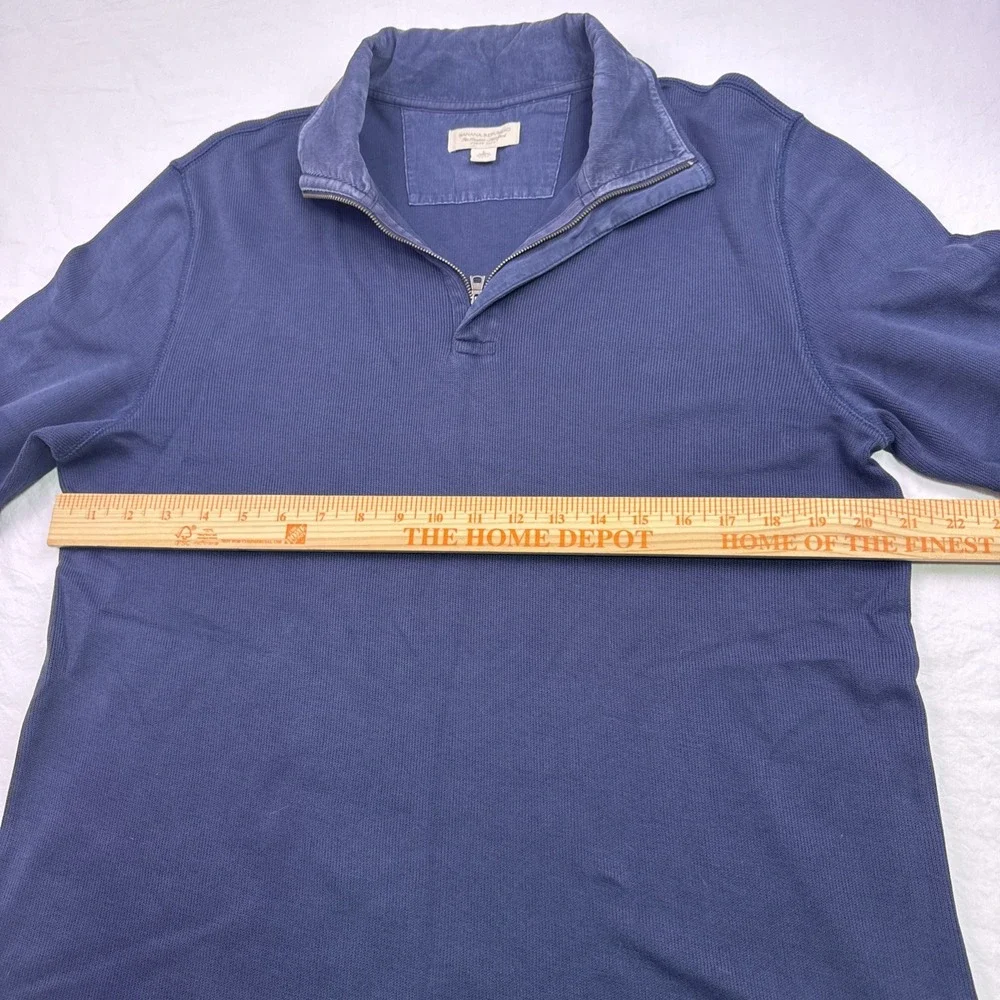 Banana Republic RIBBED Sweater MENS LARGE 1/4 Zip Navy Blue  Elbow Patches
